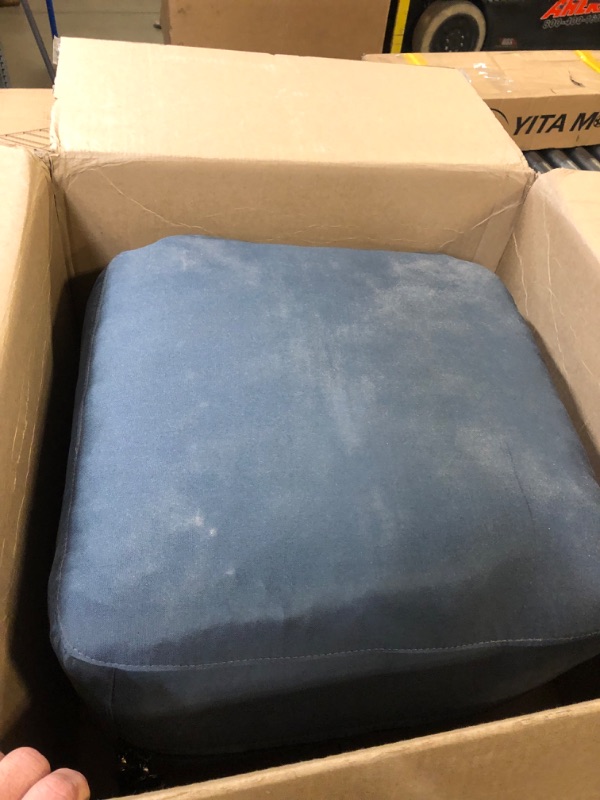 Photo 2 of Amazon Basics Memory Foam Filled Bean Bag Chair with Microfiber Cover - 4', Blue Chair-4' Blue