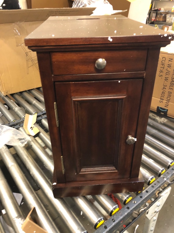 Photo 7 of Ball & Cast Traditional End Table with Charging Station Chair Side Table with Charging Outlets and USB Ports, Sable Brown----there is some damage to the back view pictures 
