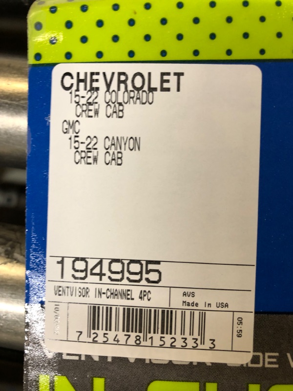 Photo 3 of Auto Ventshade [AVS] In-Channel Ventvisor / Rain Guards | Smoke Color, 4 pc | 194995 | Fits 2015 - 2022 Chevrolet/GMC Colorado/Canyon Crew Cab