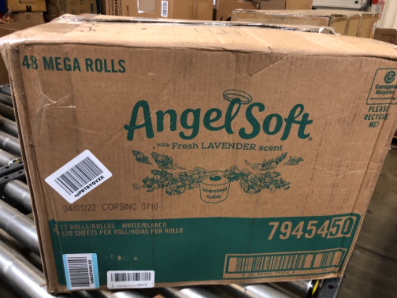 Photo 2 of Angel Soft® Toilet Paper with Fresh Lavender Scent, 48 Mega Rolls = 192 Regular Rolls, 2-Ply Bath Tissue *one roll missing out of packaging*