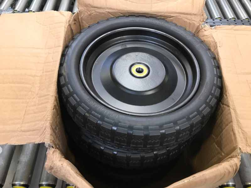 Photo 2 of (4-Pack) 13‘’ Tire for Gorilla Cart - Solid Polyurethane Flat-Free Tire and Wheel Assemblies - 3.15” Wide Tires with 5/8 Axle Borehole and 2.1” Hub 13“ Wheels -4 Pack