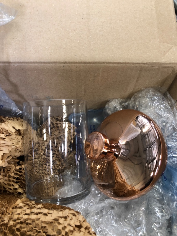 Photo 2 of 9" and 7" Glass Container with Rose Gold Top, Set of 2