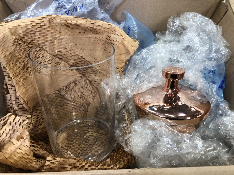 Photo 1 of 9" and 7" Glass Container with Rose Gold Top, Set of 2