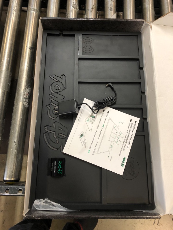 Photo 2 of Powered Mat by Tomb45, organizing mat with Wireless Charging Capability, Fast Wireless Charging for Phone, airpods, powerclips Attached to Clippers and Trimmers, and BeamTeam XL Cordless Airbrush