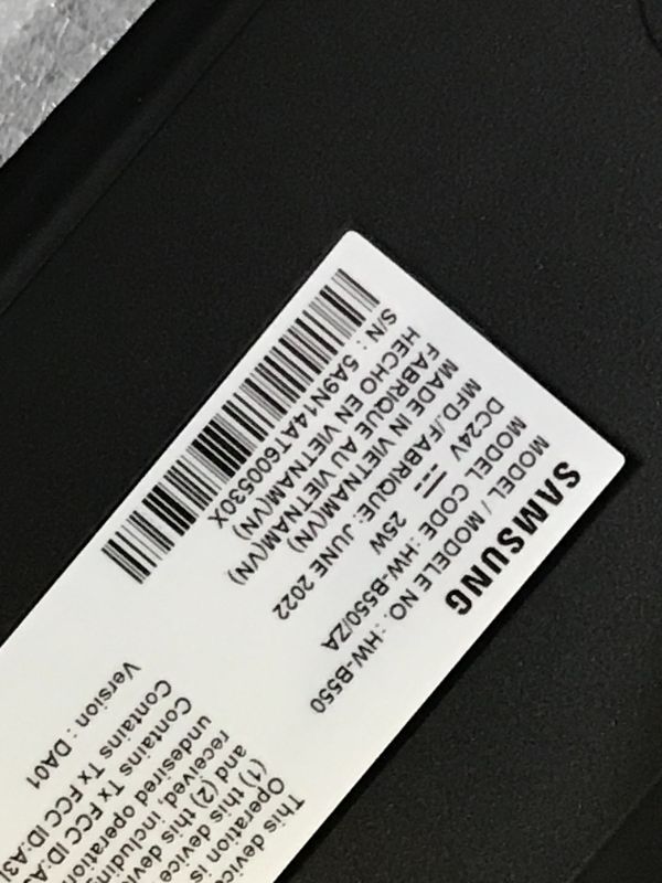 Photo 8 of SAMSUNG HW-B550/ZA 2.1ch Soundbar w/Dolby Audio, DTS Virtual:X, Bass Boosted, Subwoofer Included, Adaptive Sound Lite, Bluetooth Multi Device Connection, Wireless Surround Sound Compatible, 2022 HW-B550 Soundbar -- SOUNDBAR DOES NOT TURN ON / SELL FOR PAR