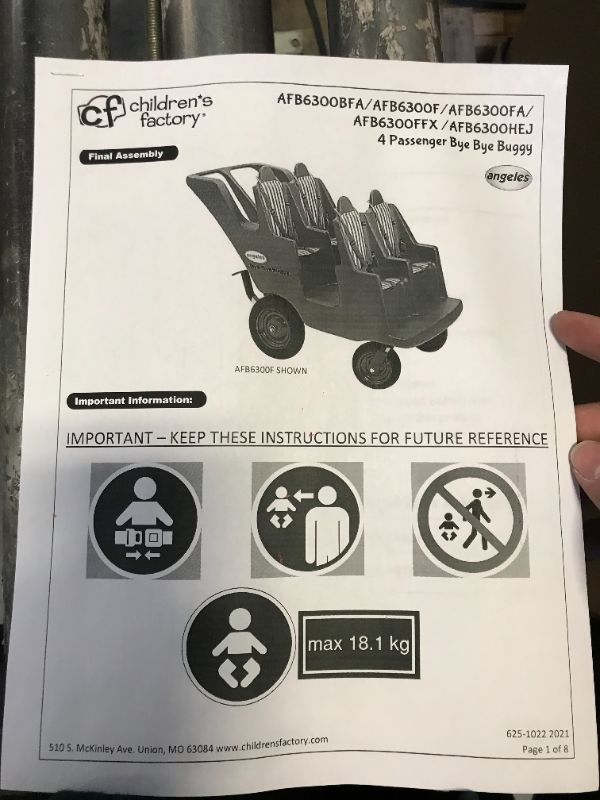 Photo 9 of Children's Factory Angeles 4 Passenger Never Flat "Fat Tire" Bye-Bye Buggy, Red Daycare Multi-Passenger Buggy, 4 Seat Kids Commercial Stroller