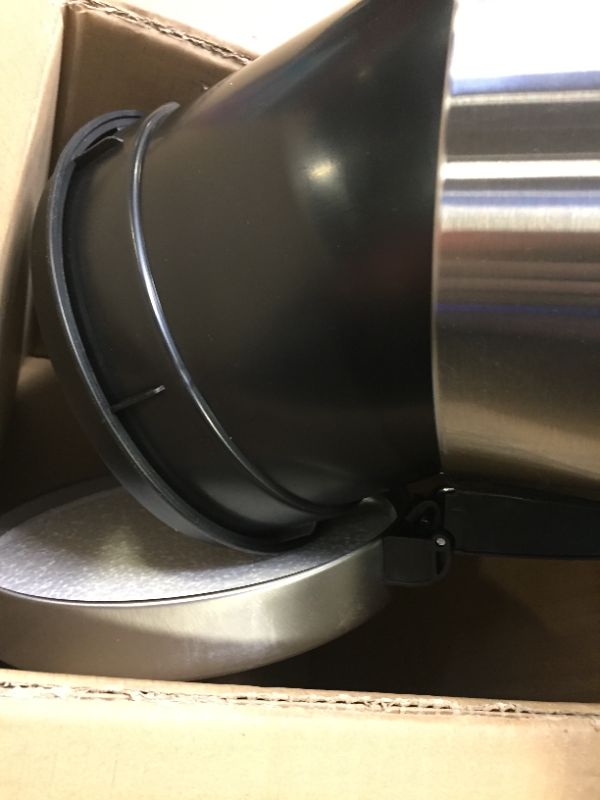 Photo 1 of Amazon Basics 5 Liter / 1.3 Gallon Round Soft-Close Trash Can with Foot Pedal - Stainless Steel 5L / 1.3 Gallon