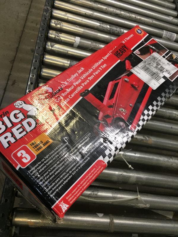 Photo 2 of BIG RED T83006 Torin Hydraulic Trolley Service/Floor Jack with Extra Saddle (Fits: SUVs and Extended Height Trucks): 3 Ton (6,000 lb) Capacity, Red