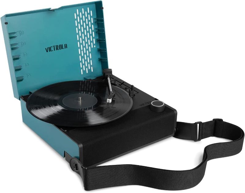 Photo 1 of Victrola Revolution GO 3-Speed Bluetooth Portable Rechargeable Record Player with Built-in Speakers | Blue VSC-750SB-BLU
