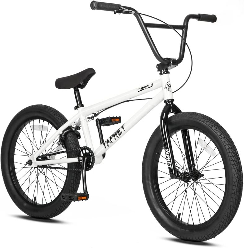 Photo 1 of cubsala 16-inch Kids BMX Bike Freestyle Bicycle for 6 7 8 9 10 11 12 13 14 Years Old Boys Girls with 4 Pegs, White
