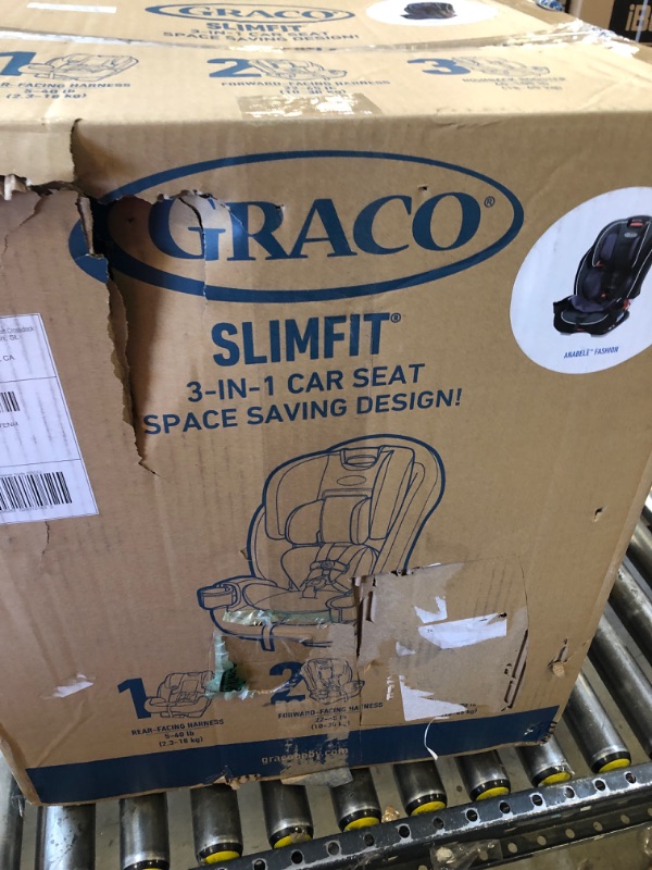 Photo 2 of Graco SlimFit 3 in 1 Car Seat, Slim & Comfy Design Saves Space in Your Back Seat, Annabelle, 1 Count (Pack of 1)
