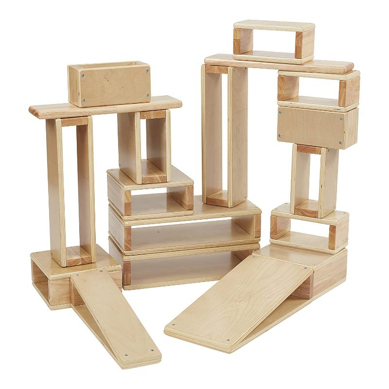 Photo 2 of ECR4Kids Hollow Block Set, Wooden Toys, Natural, 18-Piece
