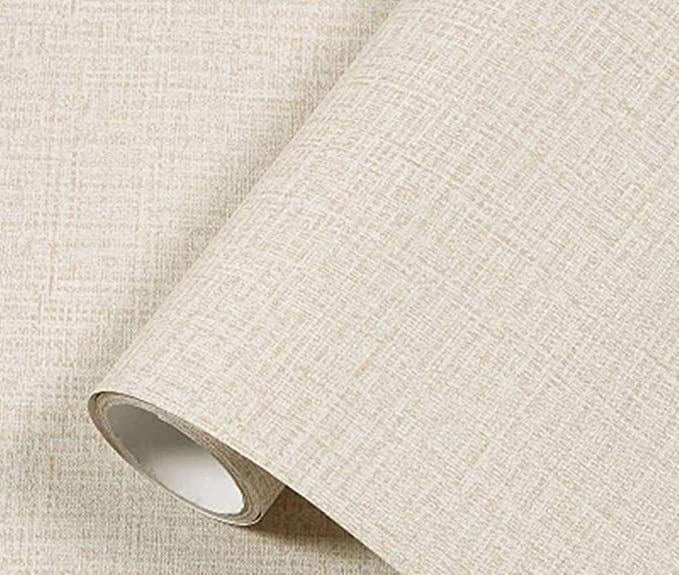 Photo 1 of Yancorp 24"x120" Textured Fabric Cream Wallpaper Faux Grasscloth Peel and Stick Wallpaper Self-Adhesive Wallpaper Linen Removable Wallpaper Cabinets Counter Top Liners
