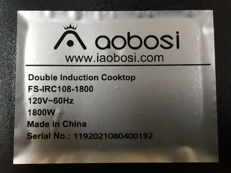 Photo 4 of Aobosi Double Induction Cooktop Burner with 240 Mins Timer, 1800w 2 Induction Burner *** ITEM HAS SOME DEBRIS FROM PRIOR USE ***