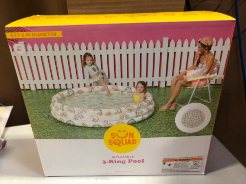 Photo 1 of  Inflatable Kids 3-Ring Round Circle Wading Pool by Sun Squad -----Inflates to Approx 15H X66in Round
