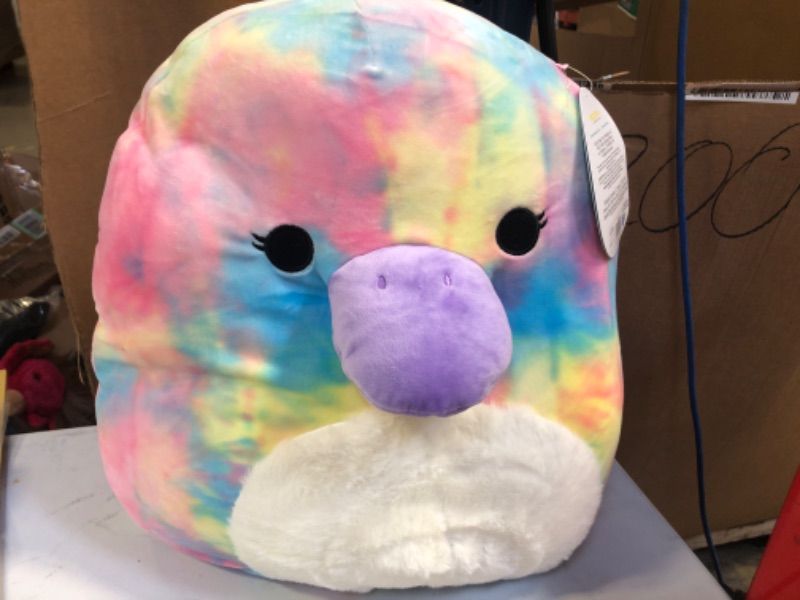 Photo 3 of 16" Brindall the Rainbow Watercolor Printed Platypus Plush Toy
