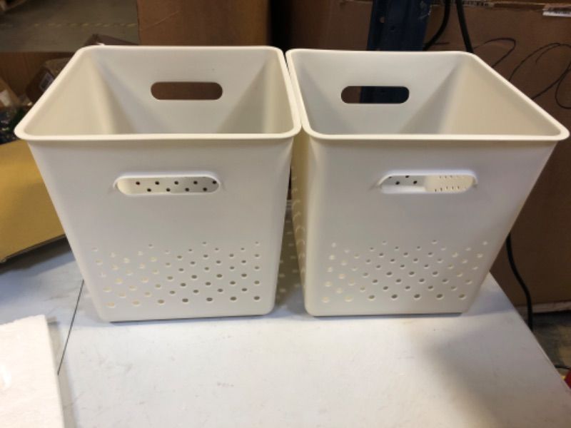 Photo 1 of 2 Plastic Storage Baskets 11 inches Tall 
