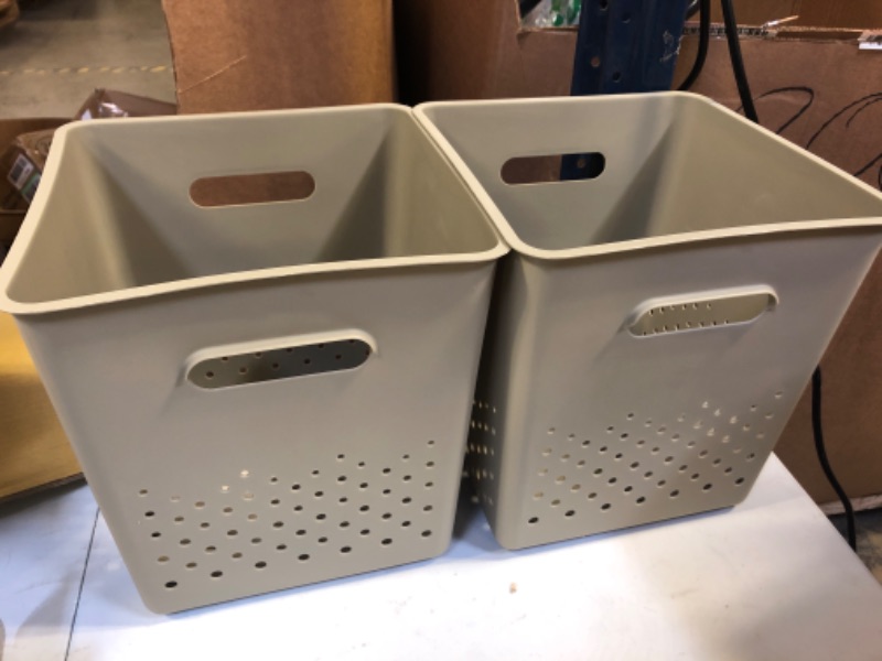 Photo 1 of 2 Plastic Storage Baskets 11 inches Tall 
