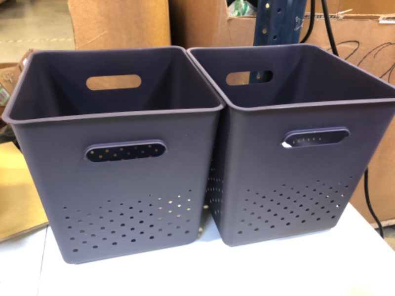 Photo 1 of 2 Plastic Storage Baskets 11 inches Tall 
