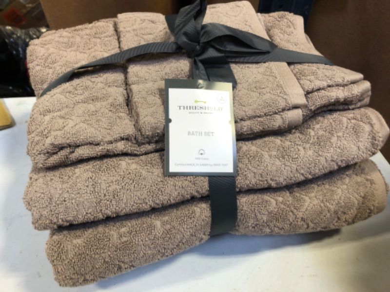 Photo 2 of 6pk Textured Bath Towel Set Brown - Threshold& 