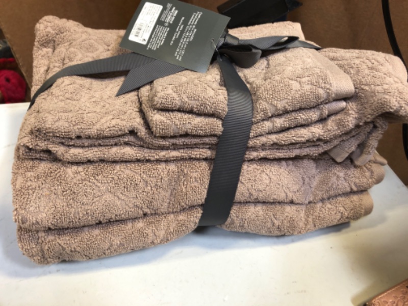 Photo 2 of 6pk Textured Bath Towel Set Brown - Threshold 