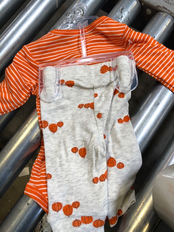 Photo 3 of Carter's Just One You Baby 'Cutest Pumpkin' Top and Bottom Set - Orange/Gray 3M
