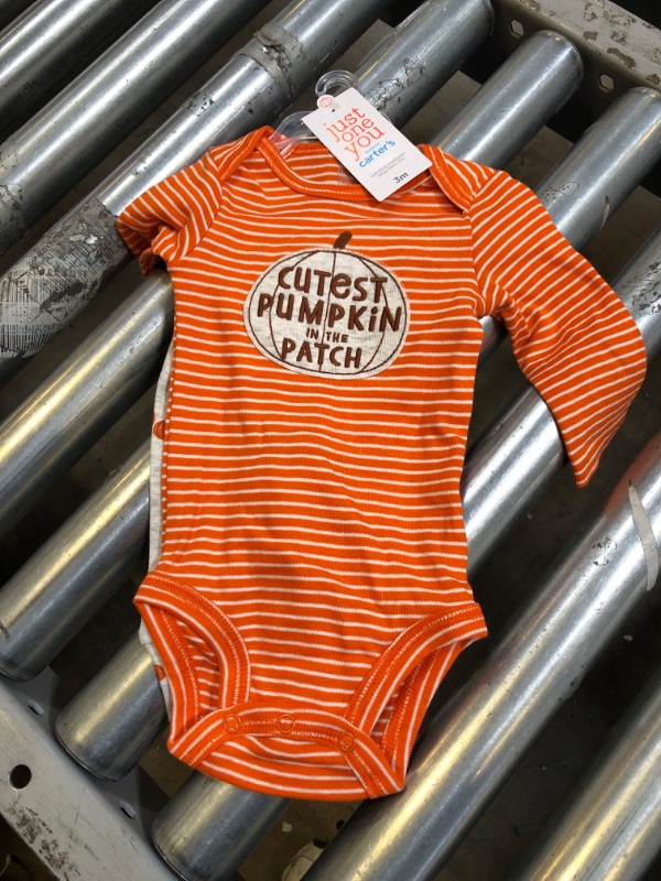 Photo 2 of Carter's Just One You Baby 'Cutest Pumpkin' Top and Bottom Set - Orange/Gray 3M
