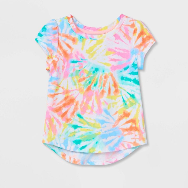 Photo 1 of 4T ----- Toddler Girls' Rainbow Tie-Dye Short Sleeve T-Shirt - Cat & Jack™
