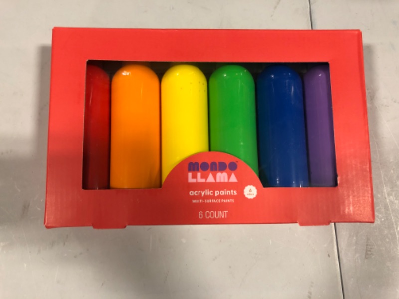 Photo 2 of 6ct 4oz Acrylic Paint Set Primary Colors - Mondo Llama™
