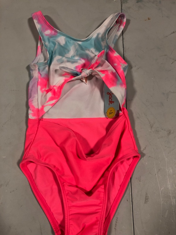 Photo 2 of 3T ----- Toddler Girls' Tie-Dye Tie-Front One Piece Swimsuit - Cat & Jack™ Neon
