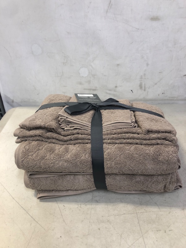 Photo 2 of 6pk Textured Bath Towel Set Brown - Threshold
