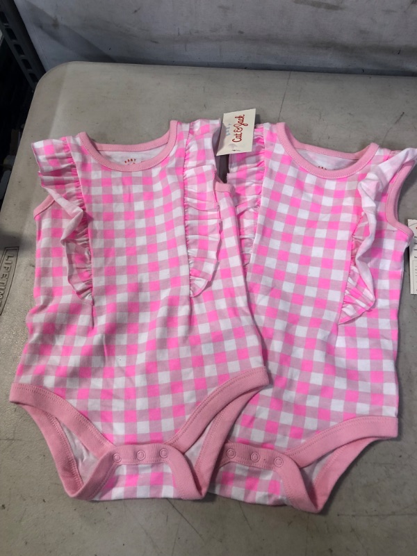 Photo 2 of Baby Girls' Gingham Ruffle Bodysuit - Cat & Jack™ Neon SIZE 3-6
