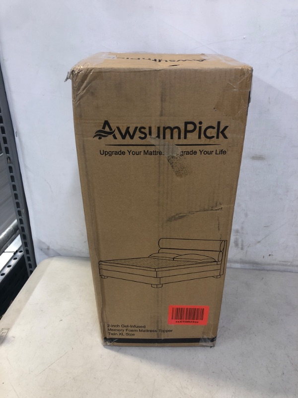 Photo 1 of AwsumPick Bamboo Charcoal Memory Foam Mattress Topper Twin XL 2 Inch, CertiPUR-US Certified, Super Soft Twin XL Topper College Dorm Extra Long Mattress Pad Gray 2 Inch Twin XL