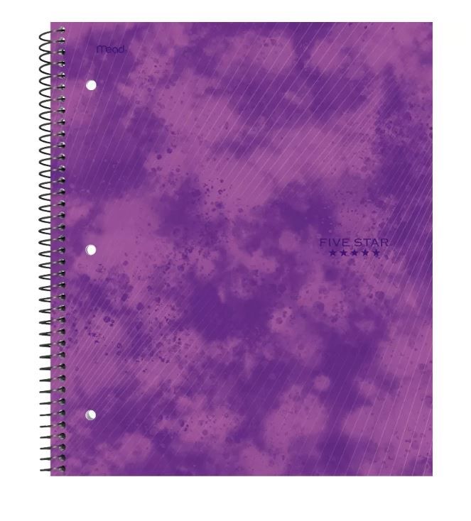 Photo 1 of ** 3 PCS ** Five Star 1 Subject College Ruled Spiral Notebook


