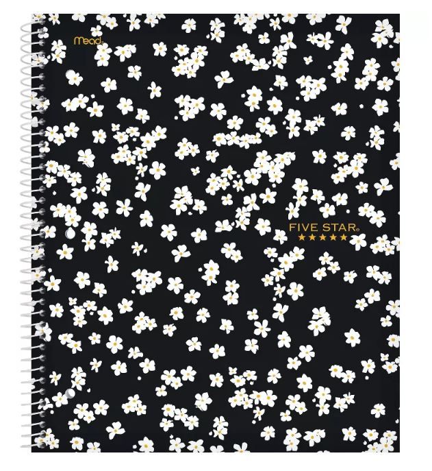 Photo 1 of ** 2 PCS ** Spiral Notebook 1 Subject College Ruled Mod Daisy Black - Five Star


