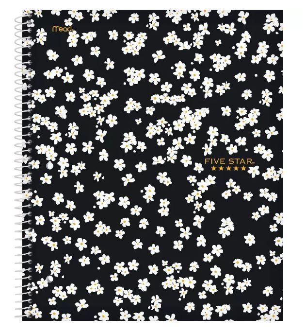 Photo 1 of ** 2 PCS ** Spiral Notebook 1 Subject College Ruled Mod Daisy Black - Five Star
