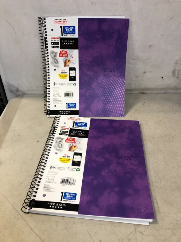 Photo 2 of ** 2 PCS ** Spiral Notebook 1 Subject College Ruled Mod Daisy Black - Five Star
