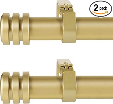 Photo 1 of 2 Pack Gold Curtain Rods for Window 28-48 inch(2.3-4 Feet), Heavy Duty Curtain Rods Adjustable, Modern Gold Drapery Rod of Window Treatment, Metal Long Curtain Rods, 1 inch Diameter, Gold, Set of 2