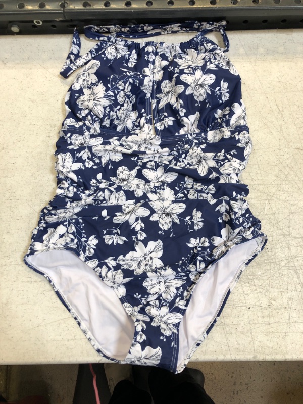 Photo 1 of Blue Floral One Piece Swimsuit L 