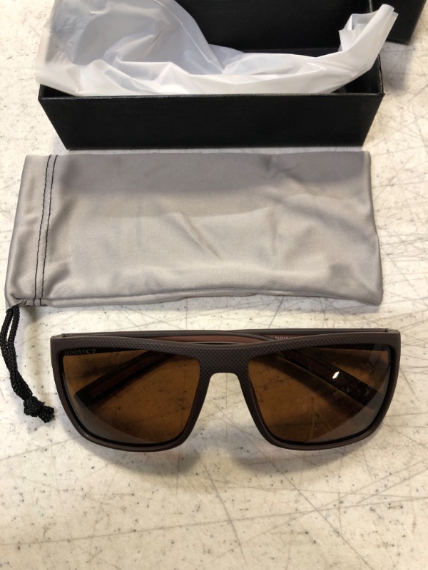 Photo 2 of ZENOTTIC Polarized Sunglasses for Men Lightweight TR90 Frame UV400 Protection Square Sun Glasses C01 Brown Frame / Brown Polarized Lens