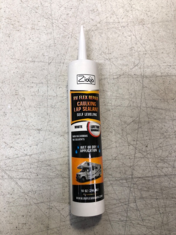 Photo 2 of Ziollo RV Flex Repair Caulking Lap Sealant - Self Leveling EPDM Sealant for Rubber Roofs on Motorhomes, Trailers, Campers (White, 1-10 oz Tube of RV Caulk) 1 - 10 oz Tube White