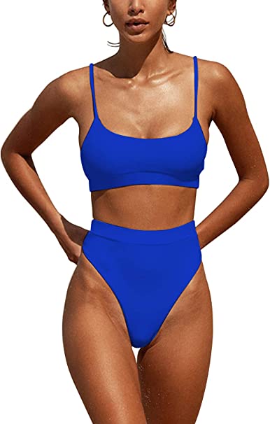 Photo 1 of DaiLiWei Womens Swimsuits High Waist Crop Sports Bikini Sets Two Piece High Cut Bathing Suits Swimwear Large 
