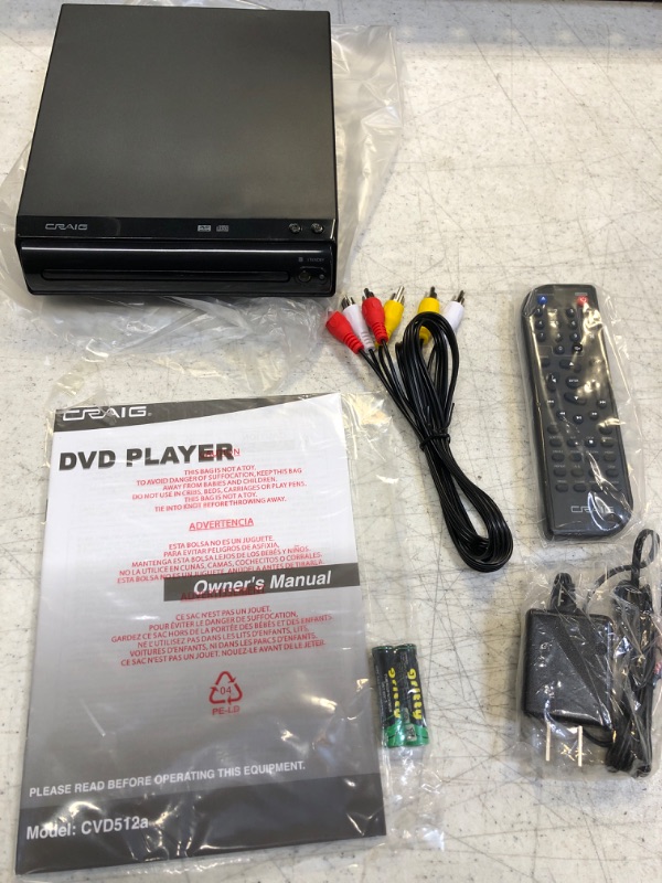 Photo 2 of Craig CVD512a Compact DVD Player with Remote in Black | Compatible with DVD/DVD-R/DVD-RW/JPEG/CD-R/CD-RW/CD | Progressive Scan | Multilingual Supported |

