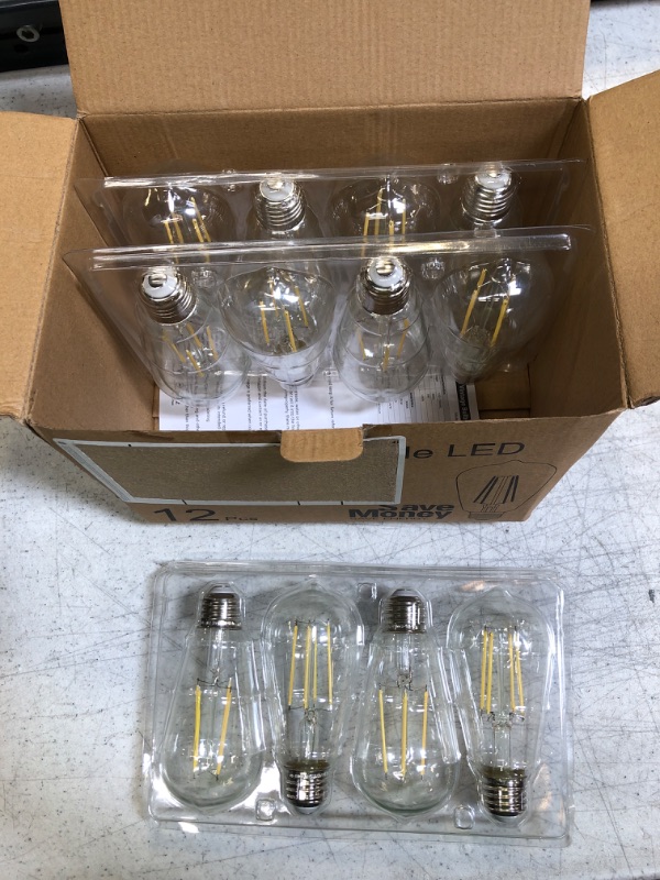 Photo 2 of 12-Pack Vintage 7W ST58 LED Edison Light Bulbs 60W Equivalent