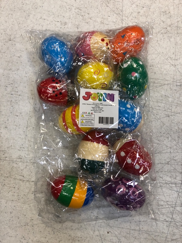 Photo 2 of JOYIN 12 Pieces 3" Wooden Egg Shakers Maracas Percussion Musical for Party Favors, Classroom Prize Supplies, Musical Instrument, Basket Stuffers Fillers, Easter Hunt