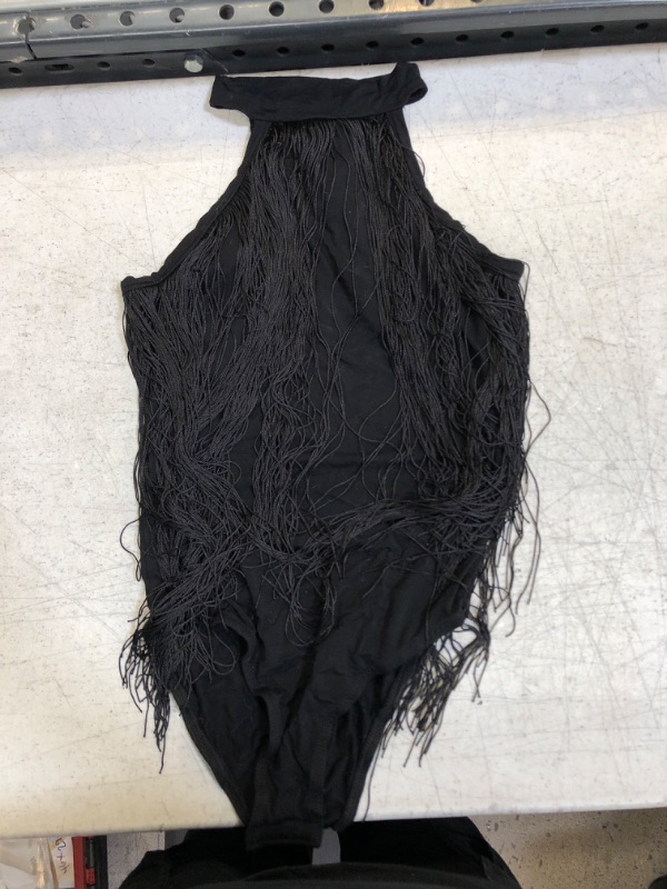 Photo 1 of Black High Neck Tassel One Piece Bodysuit Medium 