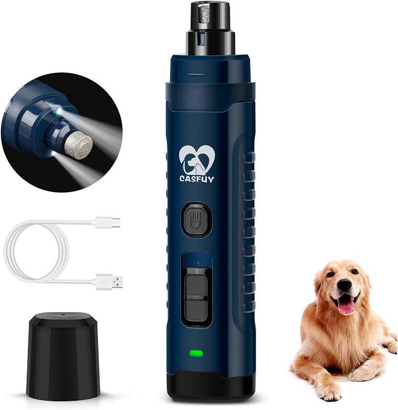 Photo 1 of Casfuy Dog Nail Grinder with 2 LED Light for Large Medium Small Dogs - 3X More Powerful 2-Speed Electric Pet Nail Trimmer Rechargeable Quiet Painless Paws...
