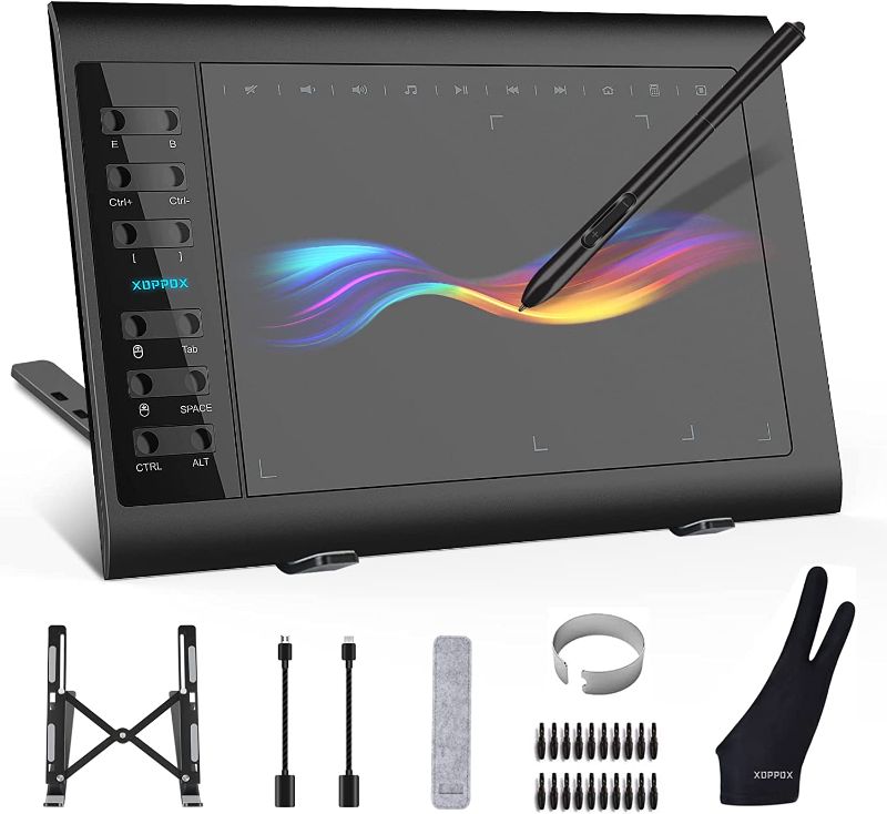 Photo 1 of XOPPOX Graphics Drawing Tablet 10 x 6 Inch Large Active Area with 8192 Levels Battery-Free Pen and 12 Hot Keys, Compatible with PC/Mac/Android OS for...

