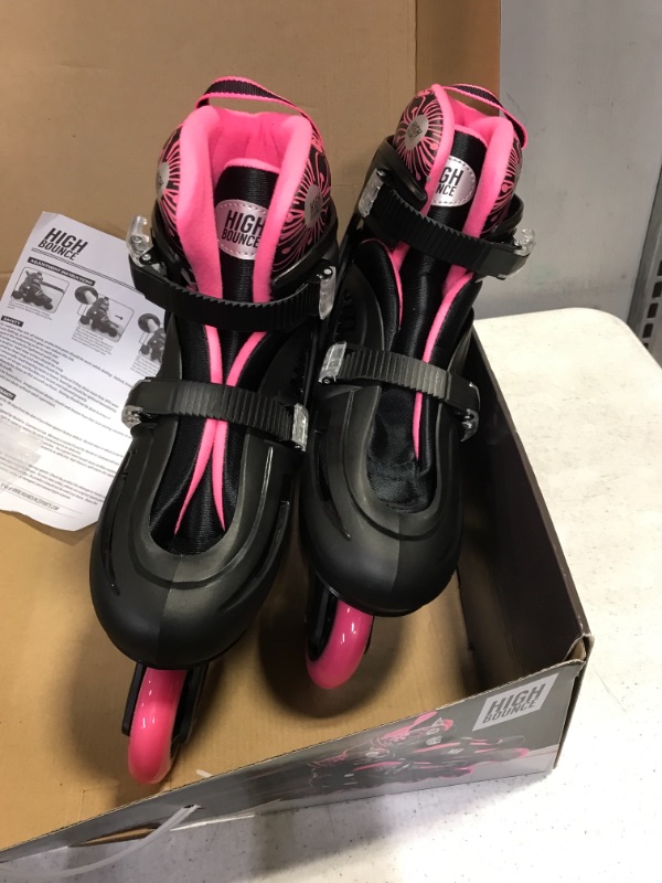 Photo 2 of High Bounce Adjustable Inline Skate for Adults and Kids Lightweight Skates with Smooth Gel Wheels Pink X Large (8-10.5) - Youth & Adult