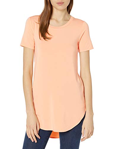 Photo 1 of Daily Ritual Women's Jersey Standard-Fit Short-Sleeve Open Crewneck Tunic, Pastel Peach  XXL